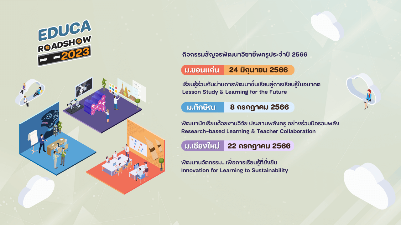 EDUCA Roadshow 2023 กิจกรรมสัญจรเพื่อพัฒนาวิชาชีพครู บุกอีสาน เหนือ ใต้